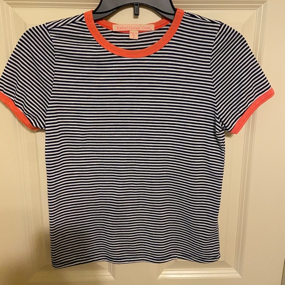 Rebellious One Flowy Striped T-Shirt Top - Picture 1 of 1